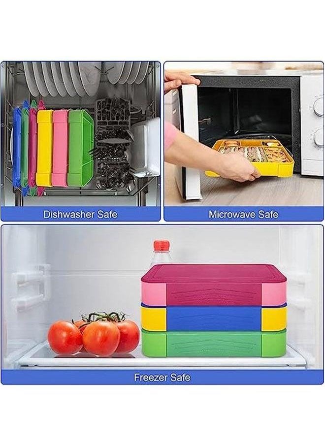 HOMESTAR - Lunch Box 1330 ml, Bento Leak-Proof Airtight with 5 Compartments Cutlery Set, for Microwave Dishwashers, Adults and Children plastic blue yellow 23x17x4.8 cm - Image 1