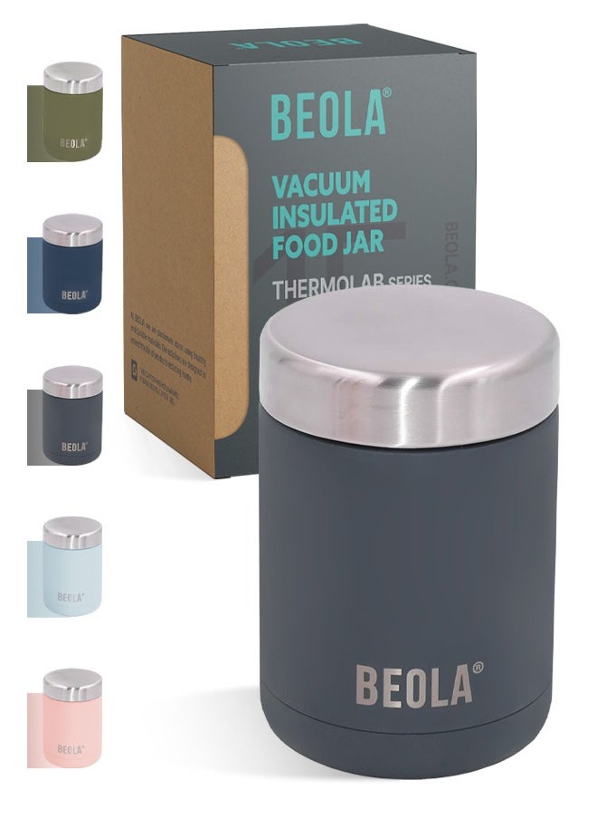 BEOLA 450ml Food Jar Lunch Box Thermos Stainless Steel Double Wall Insulated Travel Food Flask for Kids and Adults, 15oz (Lava Gray)  - Image 1