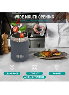 BEOLA 450ml Food Jar Lunch Box Thermos Stainless Steel Double Wall Insulated Travel Food Flask for Kids and Adults, 15oz (Lava Gray)  - Image 4