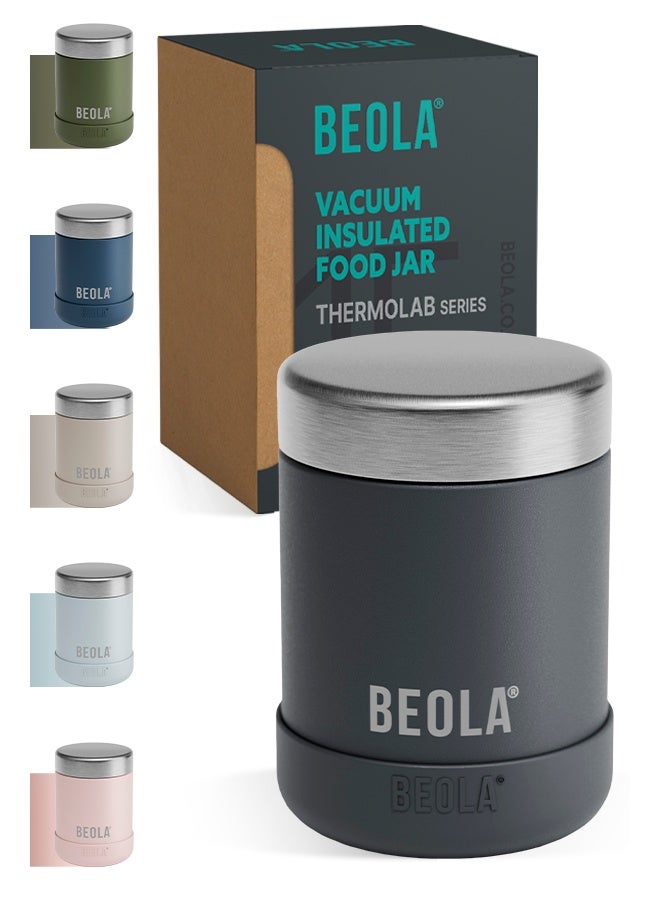 BEOLA 450ml Food Jar Lunch Box Thermos Stainless Steel Double Wall Insulated Travel Food Flask for Kids and Adults, 15oz (Lava Gray) - Image 1