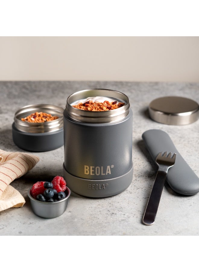 BEOLA 450ml Food Jar Lunch Box Thermos Stainless Steel Double Wall Insulated Travel Food Flask for Kids and Adults, 15oz (Lava Gray) - Image 2