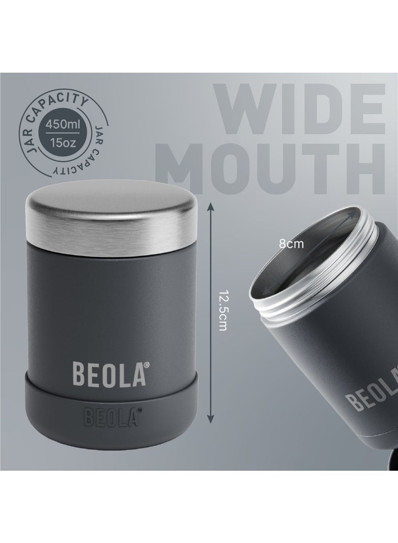 BEOLA 450ml Food Jar Lunch Box Thermos Stainless Steel Double Wall Insulated Travel Food Flask for Kids and Adults, 15oz (Lava Gray) - Image 4