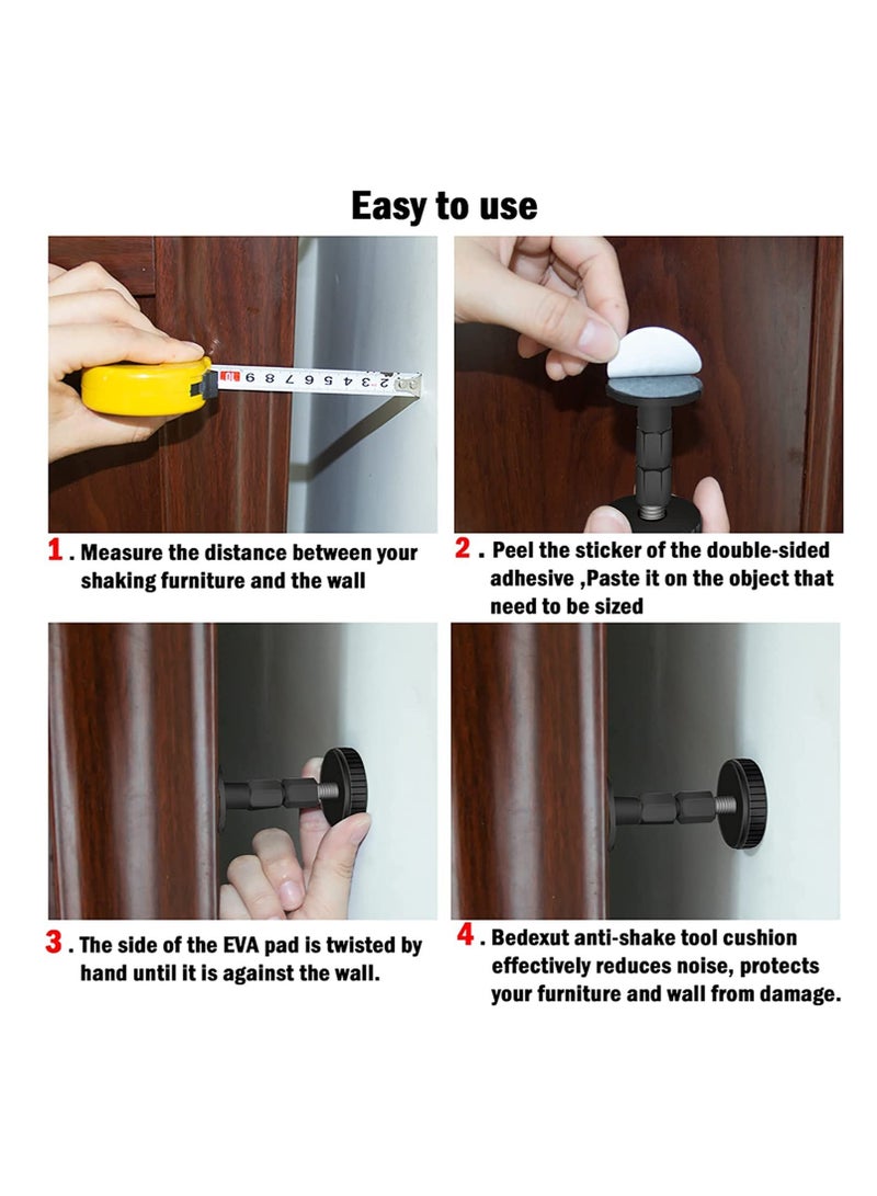 SYOSI Adjustable Threaded Headboard Stoppers/Bumper Against Wall, 4 Pack Behind Bed Frame Protector Antishake Tool, Shake Support Stabilizer Device for Anti-Knocking,Banging,Squeaking,Rocking  - Image 3