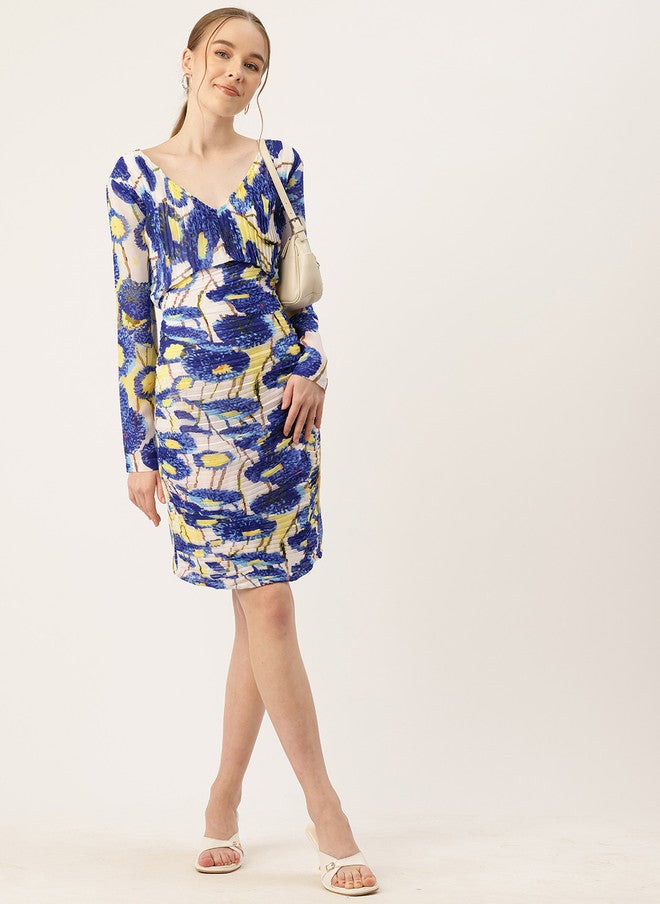 Rue Collection فستان بلوزون مطبوع بتصميم تجريدي للنساء - Image 5