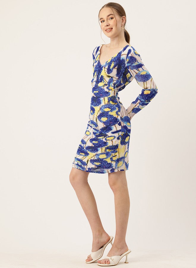 Rue Collection فستان بلوزون مطبوع بتصميم تجريدي للنساء - Image 3