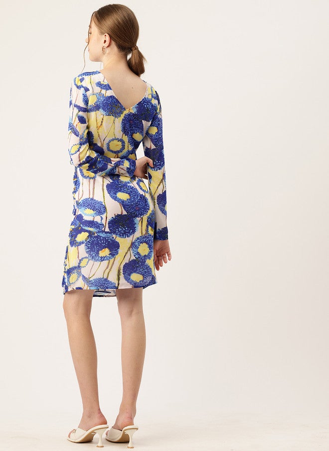 Rue Collection فستان بلوزون مطبوع بتصميم تجريدي للنساء - Image 4