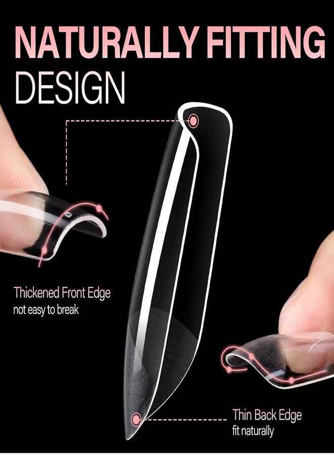 RECTYO GALLERY 100 Pcs Short Square Soft Gel Full Cover Clear Gelly Tips - Half Matte Acrylic Pre-Filed Fake Press on Nails for Extension (Clear) - Image 2
