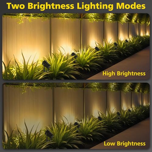 T-SUN Solar Spotlights 2W Outdoor LED Landscape Spot Light, 2-in-1 Waterproof Solar Powered Wall Lights Auto ON/Off with Dual Headlamp for Garden, Yard, Pathway(Warm White) - Image 5