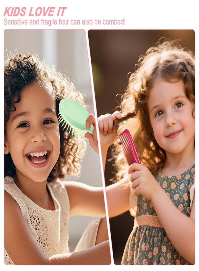 HOFASON 14 Pieces Bulk Mini Wet Hair Brush & Mini Combs Set for Kids Girls Women, Bridesmaid Gifts, Spa Party Supplies, Summer Stuff, 7 Travel Small Brush for Hair 7 Fine Wide Hair Combs for Boy Men - Image 5