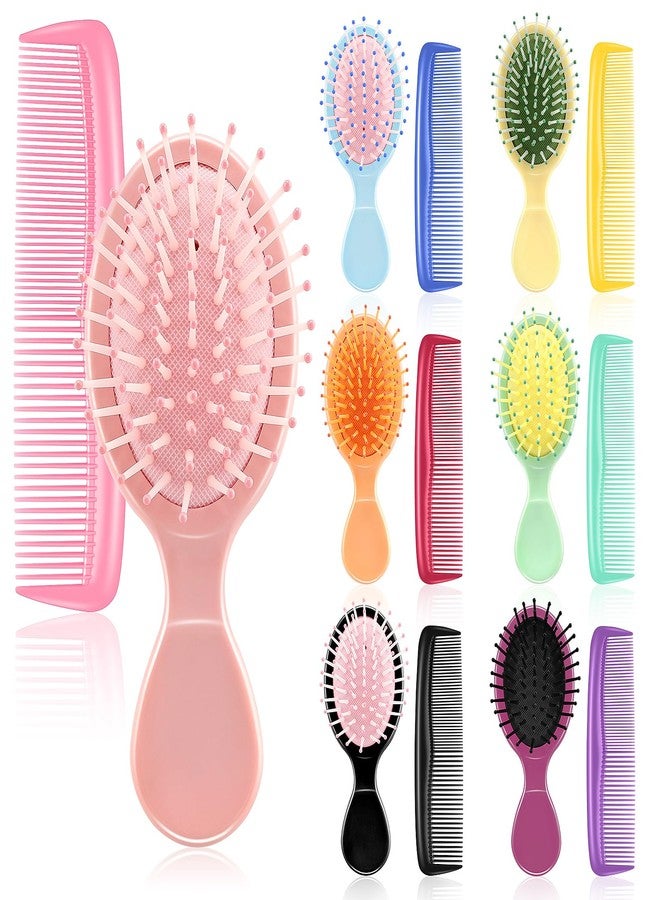 HOFASON 14 Pieces Bulk Mini Wet Hair Brush & Mini Combs Set for Kids Girls Women, Bridesmaid Gifts, Spa Party Supplies, Summer Stuff, 7 Travel Small Brush for Hair 7 Fine Wide Hair Combs for Boy Men - Image 1