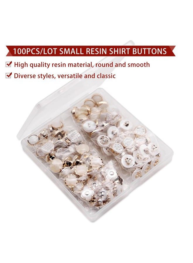 SEMINI 100 Piece 10 Styles Shank Resin Pearl Buttons Vintage Sewing Button for Women Girls Crafts, Clothes, Wedding Dress and DIY Project (Color 14(Resin)) - Image 5