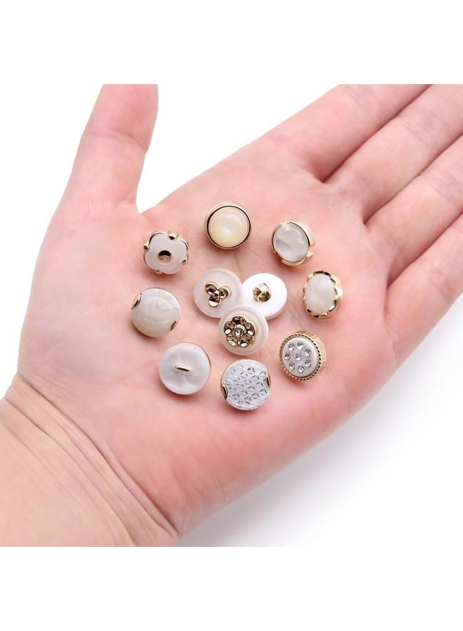 SEMINI 100 Piece 10 Styles Shank Resin Pearl Buttons Vintage Sewing Button for Women Girls Crafts, Clothes, Wedding Dress and DIY Project (Color 14(Resin)) - Image 4