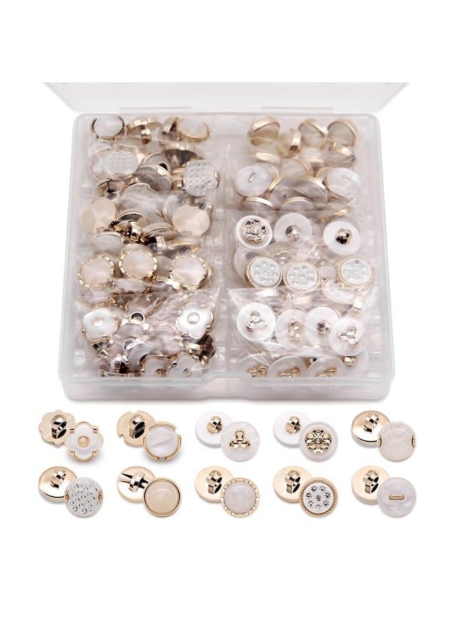 SEMINI 100 Piece 10 Styles Shank Resin Pearl Buttons Vintage Sewing Button for Women Girls Crafts, Clothes, Wedding Dress and DIY Project (Color 14(Resin)) - Image 1