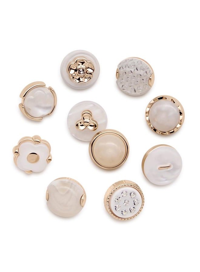 SEMINI 100 Piece 10 Styles Shank Resin Pearl Buttons Vintage Sewing Button for Women Girls Crafts, Clothes, Wedding Dress and DIY Project (Color 14(Resin)) - Image 3