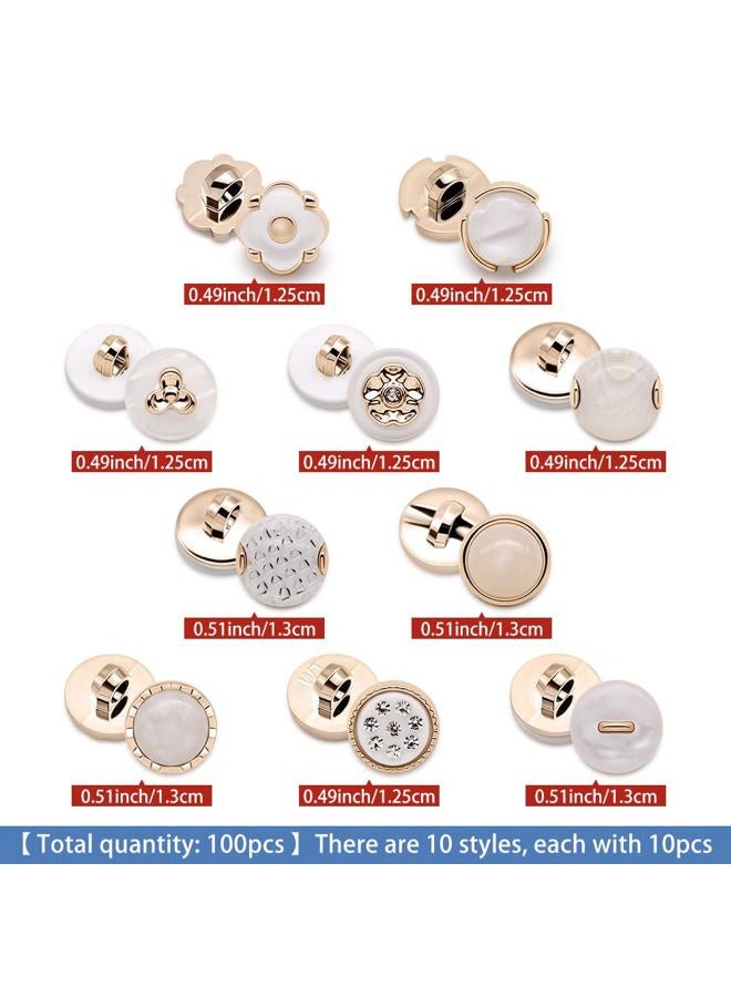 SEMINI 100 Piece 10 Styles Shank Resin Pearl Buttons Vintage Sewing Button for Women Girls Crafts, Clothes, Wedding Dress and DIY Project (Color 14(Resin)) - Image 2