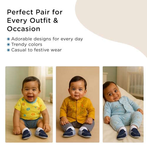 Mee Mee Soft Light Weight Booties | Unisex | Anti Skid | Attractive Colors & Designs | 6 Months + Denim Blue - Image 5