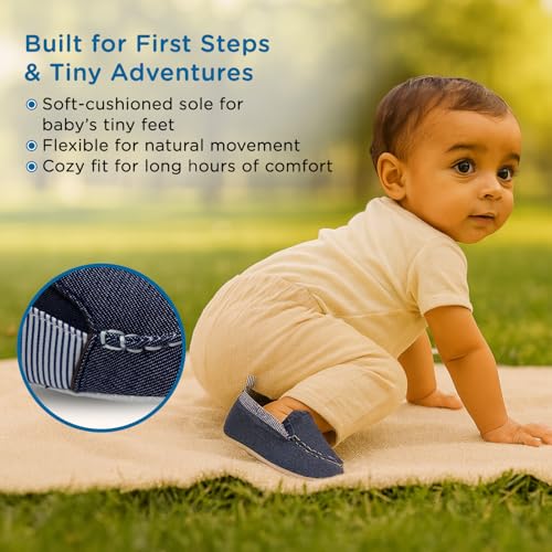 Mee Mee Soft Light Weight Booties | Unisex | Anti Skid | Attractive Colors & Designs | 6 Months + Denim Blue - Image 2