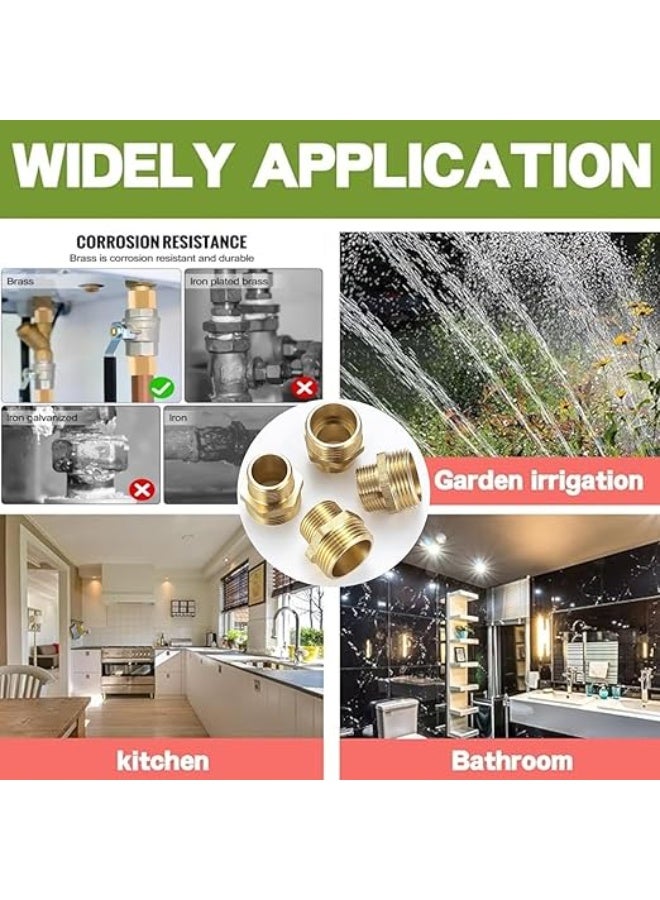 VITION 2 Pack Brass Pipe Reducer Bushing Adapters 3/4 Inch Male to 1/2 Inch Male, Hose Fittings Hex Connectors with Teflon Tape - Image 5