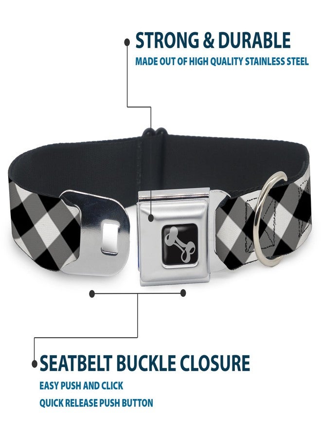Buckle Down Dog Collar Seatbelt Buckle Diagonal Buffalo Plaid Black White 9 to 15 Inches 1.0 Inch Wide - Image 4