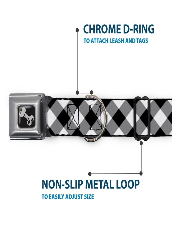 Buckle Down Dog Collar Seatbelt Buckle Diagonal Buffalo Plaid Black White 9 to 15 Inches 1.0 Inch Wide - Image 5