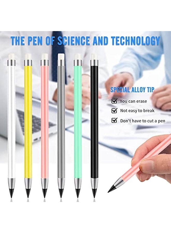 6PCS Inkless Pen Eternal Pencil Writing Pencil Infinite Metallic No Ink Signing Pen Assorted Colors Children Adults Home Office School Material - Image 3