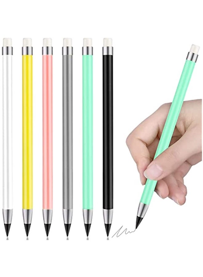 6PCS Inkless Pen Eternal Pencil Writing Pencil Infinite Metallic No Ink Signing Pen Assorted Colors Children Adults Home Office School Material - Image 1