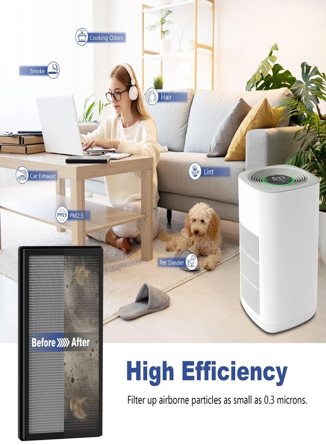 FCFMY AP2 True HEPA Replacement Filter Set Compatible with Priestley PM1240B and Airversa AP2 Purelle Air Cleaner Purifiers, 3-Stage Filtration System, Pre-Filter, H13 HEPA Filter, 4 Pcs/2 Sets - Image 4