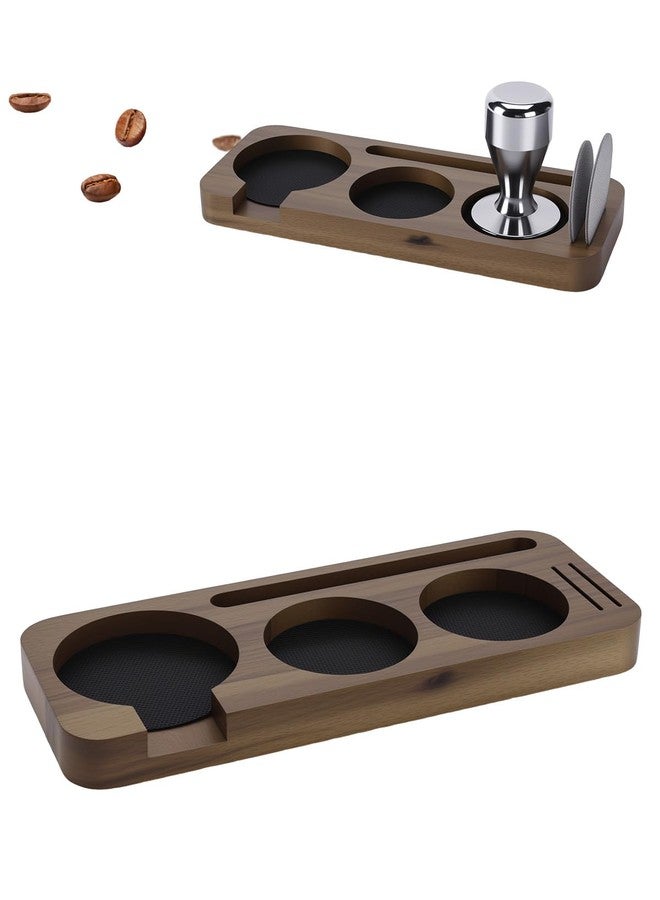 PROKITCHEN 51-58mm Espresso Station, Walnut 3-Slot Tamper Mat, Non-Slip Espresso Accessories Organizer, Compact Coffee Accessories Holder for Barista Countertop - Image 1