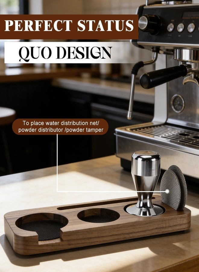 PROKITCHEN 51-58mm Espresso Station, Walnut 3-Slot Tamper Mat, Non-Slip Espresso Accessories Organizer, Compact Coffee Accessories Holder for Barista Countertop - Image 2