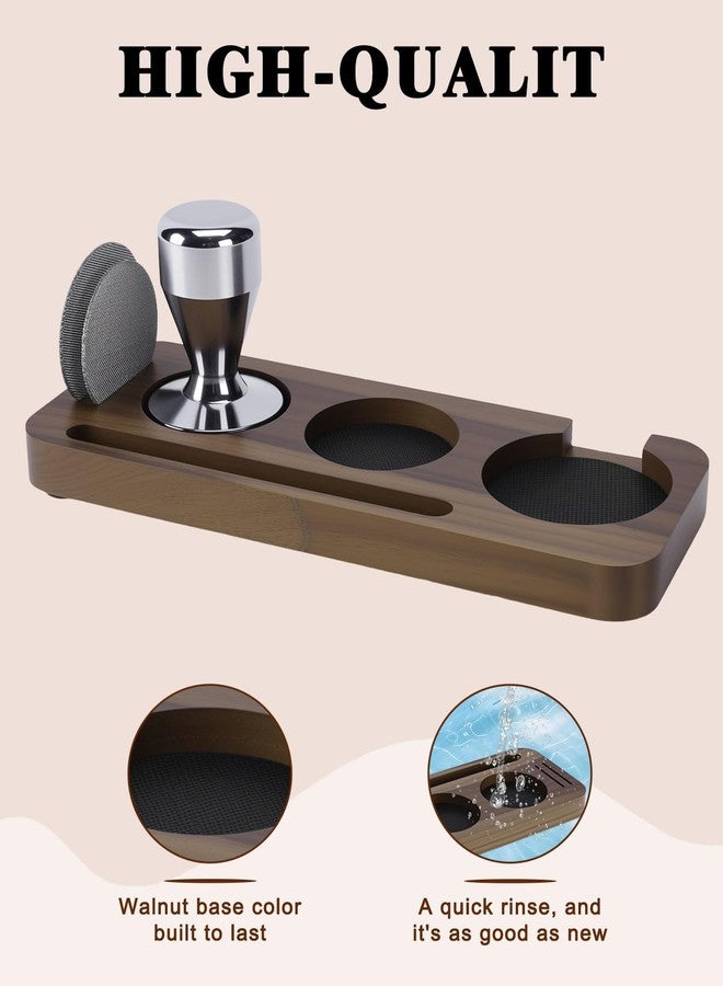 PROKITCHEN 51-58mm Espresso Station, Walnut 3-Slot Tamper Mat, Non-Slip Espresso Accessories Organizer, Compact Coffee Accessories Holder for Barista Countertop - Image 5