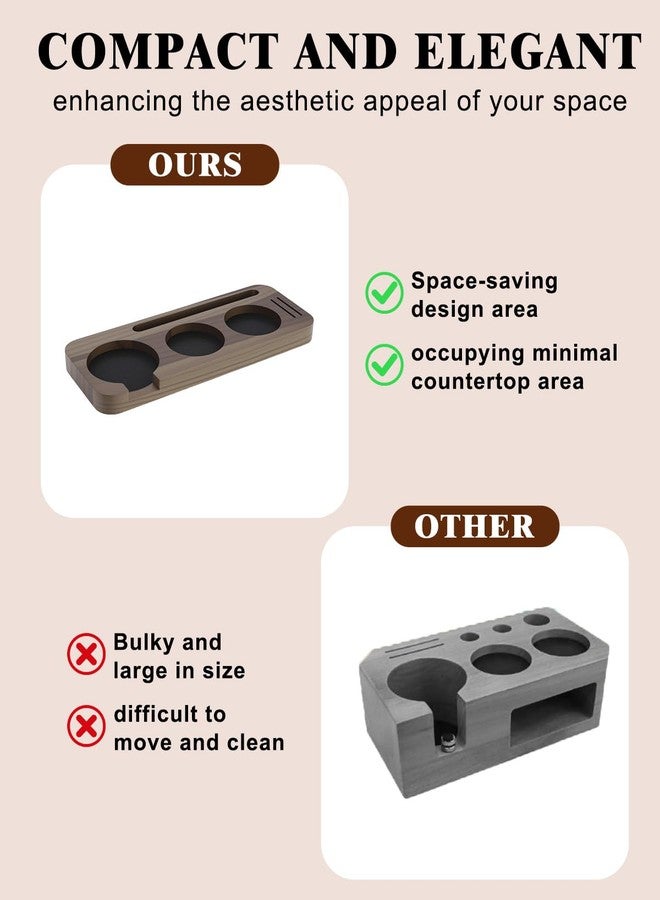 PROKITCHEN 51-58mm Espresso Station, Walnut 3-Slot Tamper Mat, Non-Slip Espresso Accessories Organizer, Compact Coffee Accessories Holder for Barista Countertop - Image 3