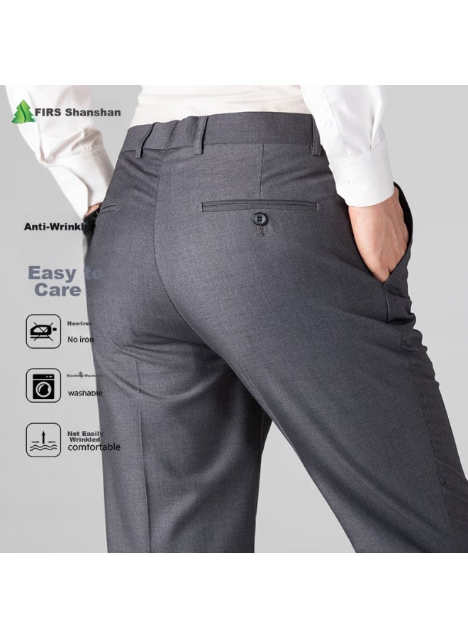 Firs Men's Dress Pants, Wrinkle-resistant Business Trousers, Casual Pants, Professional Formal Wear, Dad's Elastic Straight-leg Cargo Pants - Image 4