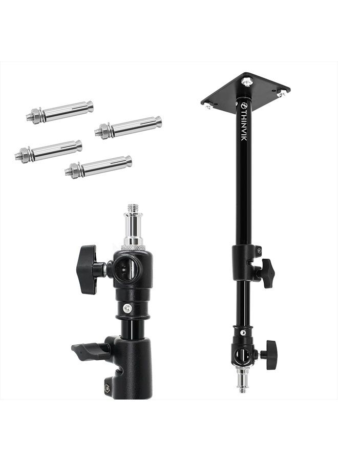 Thinvik حامل كاميرا استوديو التصوير، جبل إضاءة على الحائط والسقف مع ذراع متحرك. ممتد 14''-22' مع خيط 1/4 و 3/8. لمونوليت الفيديو، عاكس، تركيب عمودي أفقي علوي - سبيكة الألمنيوم - Image 1