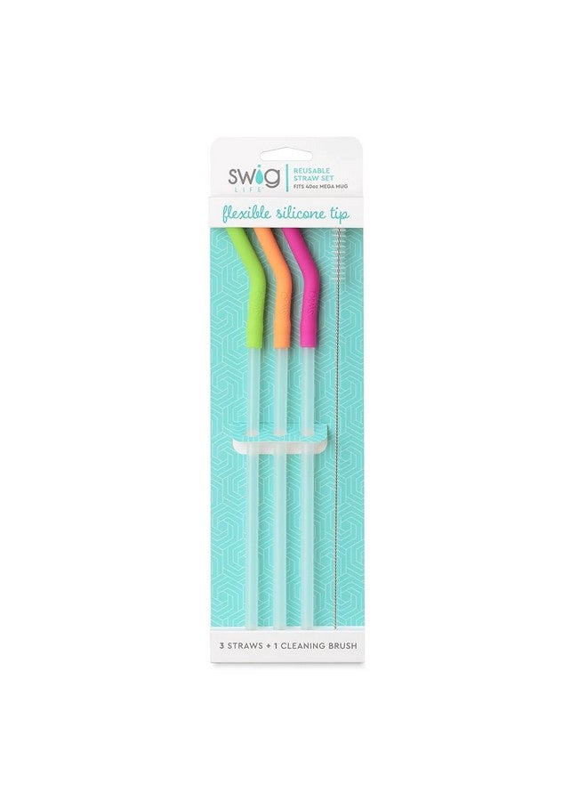Swig Life Swig Life Reusable Straws Neon Lime + Orange + Berry Tall Straw Set & Cleaning Brush, Each Straw is 14 inches Long (Fits Swig Life 40oz Mega Mug Tumblers) - Image 2
