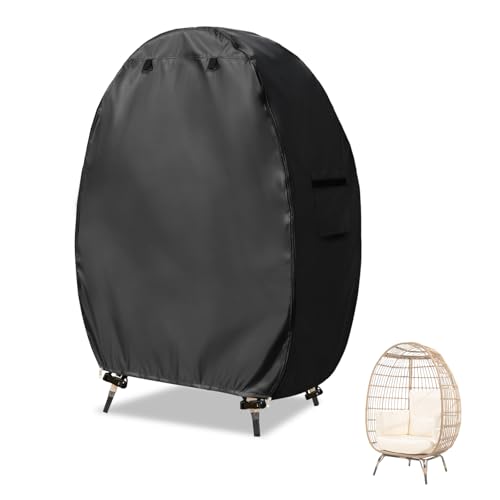 Sobana Outdoor Egg Chair Cover with Double ZipperWaterproof Dust Proof AntiUV Egg Chair Covers for Wicker Patio Basket ChairsBlackCover Only - Image 1