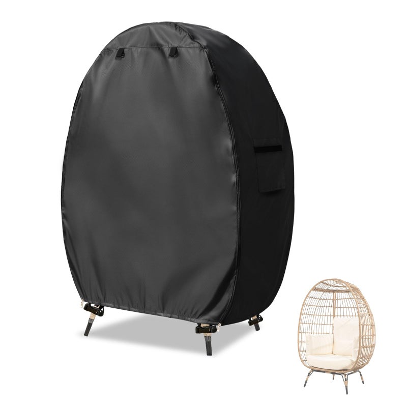 Sobana Outdoor Egg Chair Cover with Double ZipperWaterproof Dust Proof AntiUV Egg Chair Covers for Wicker Patio Basket ChairsBlackCover Only - Image 2