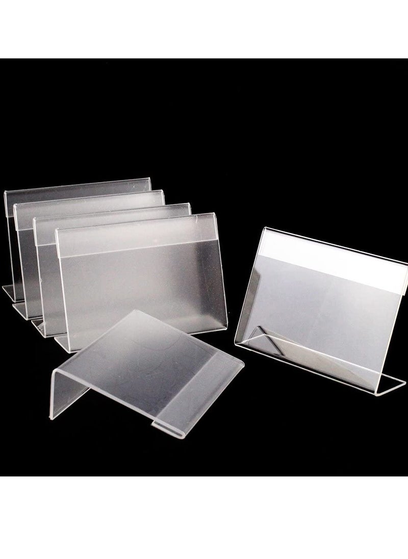 SYOSI Acrylic Sign Holder, Clear Sign Holder Clear Tabletop Plastic Menu Display Holder Slant Back Sign Holders  Horizontal Sign Holder Plastic Display Stand for Office, Store 10 Pack  - Image 1