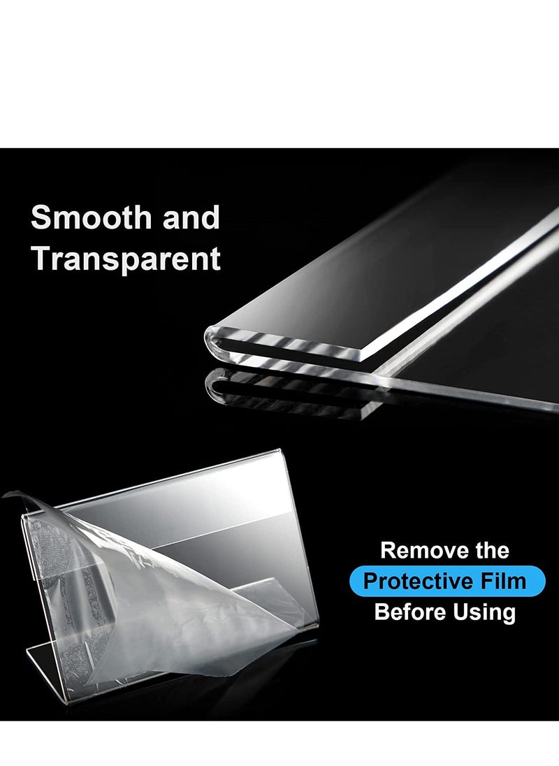 SYOSI Acrylic Sign Holder, Clear Sign Holder Clear Tabletop Plastic Menu Display Holder Slant Back Sign Holders  Horizontal Sign Holder Plastic Display Stand for Office, Store 10 Pack  - Image 5