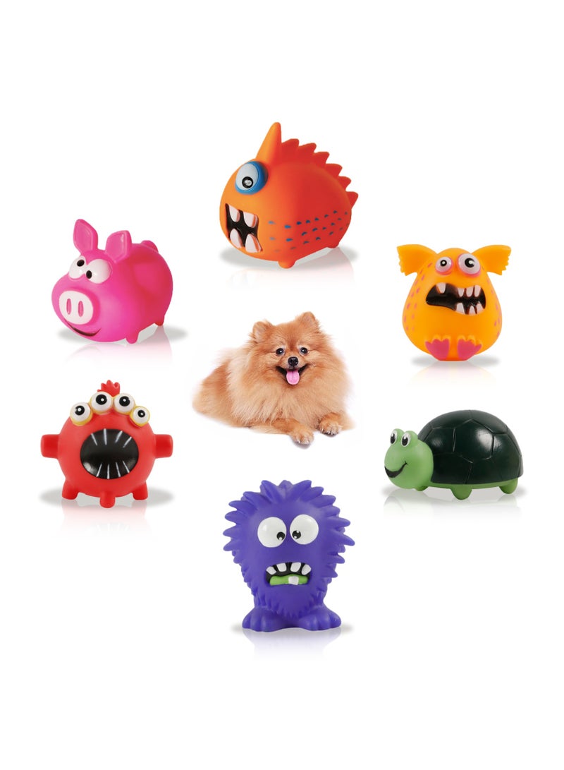 MIIXUER 6 Pcs Squeaky Puppy Toy, Cute Interactive Dog Toys for Small Dogs, Squeaky Dog Toys for Relieves Anxiety - 6 monsters - Image 1