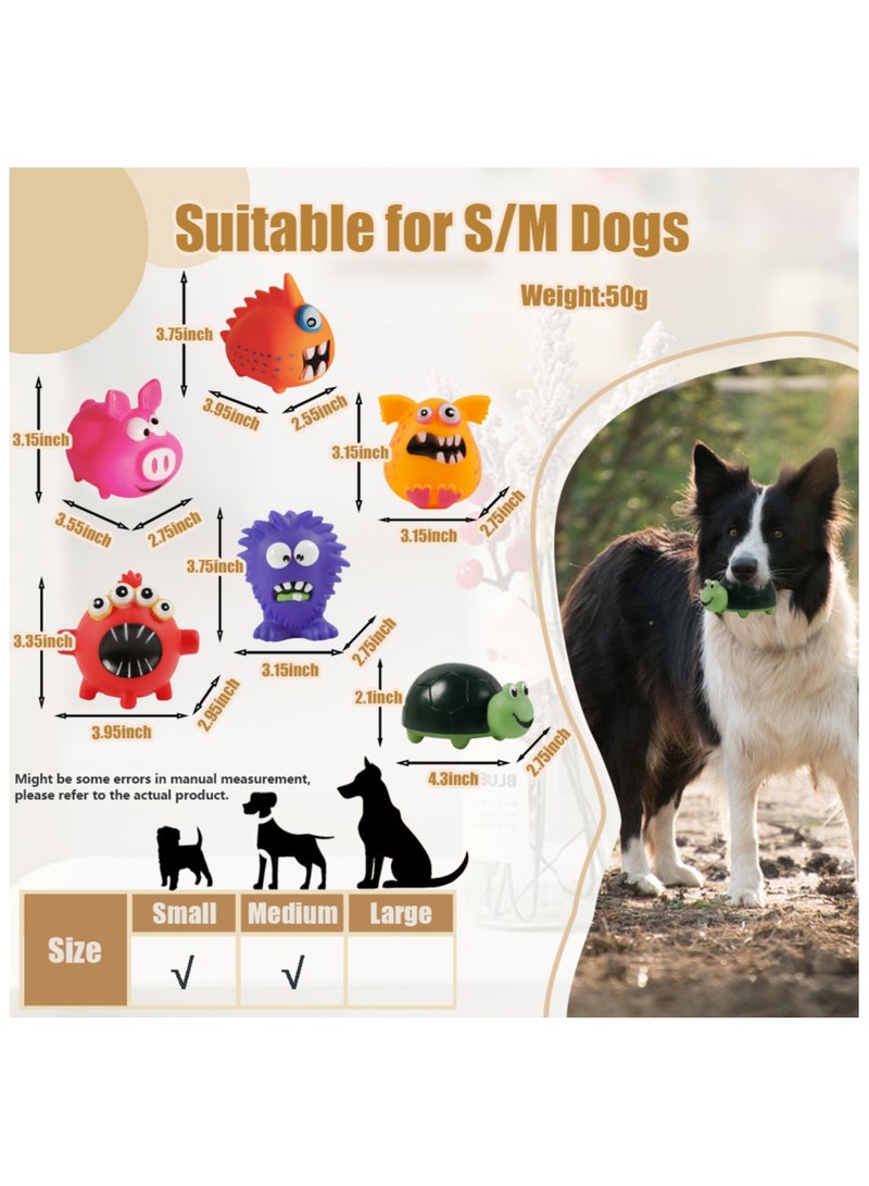 MIIXUER 6 Pcs Squeaky Puppy Toy, Cute Interactive Dog Toys for Small Dogs, Squeaky Dog Toys for Relieves Anxiety - 6 monsters - Image 2
