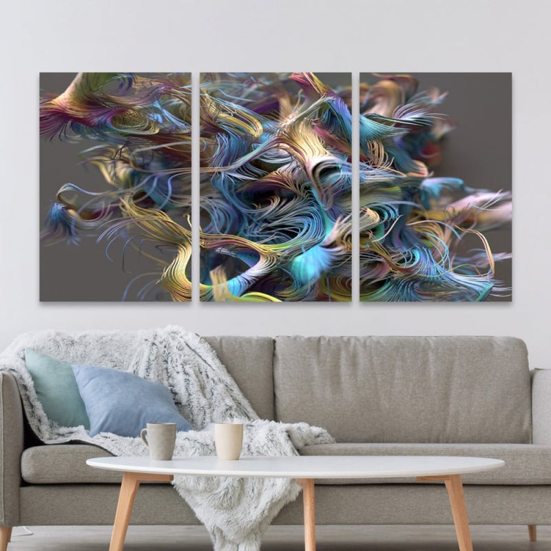 Marktna Three luxurious modern canvas prints with a hollow frame, measuring (90×40), three pieces - Image 1