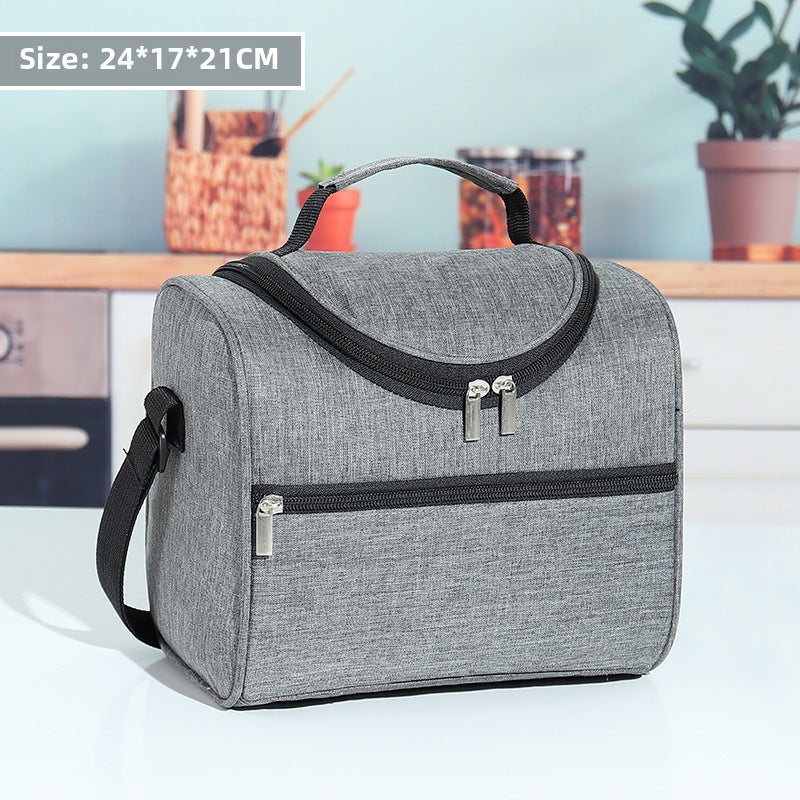 Large Capacity Work Lunch Bag Aluminum Foil Thickened Handbag Picnic Insulation Bag Square Lunch Bag(Grey) - Image 1