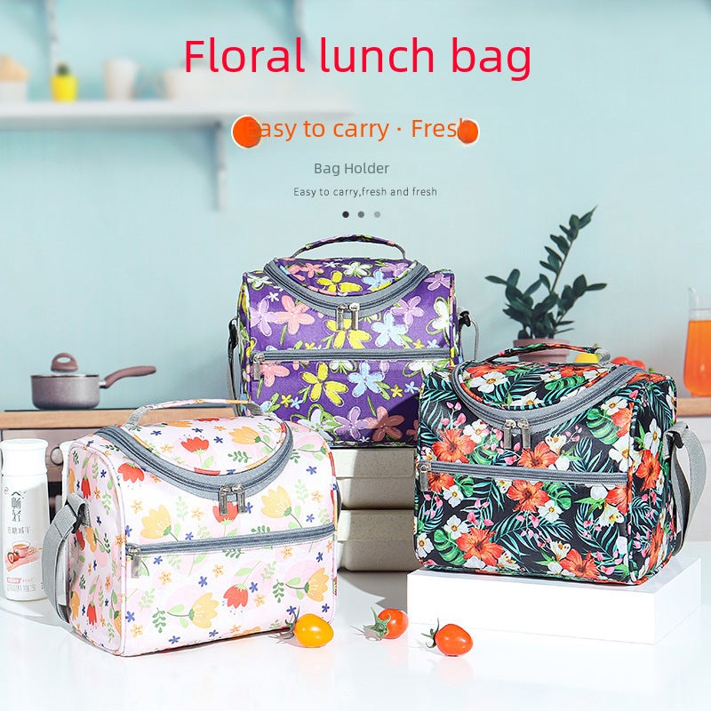 Large Capacity Work Lunch Bag Aluminum Foil Thickened Handbag Picnic Insulation Bag Square Lunch Bag(Grey) - Image 4