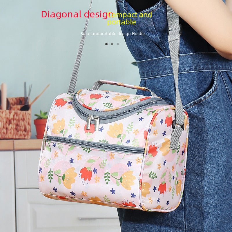 Large Capacity Work Lunch Bag Aluminum Foil Thickened Handbag Picnic Insulation Bag Square Lunch Bag(Grey) - Image 5