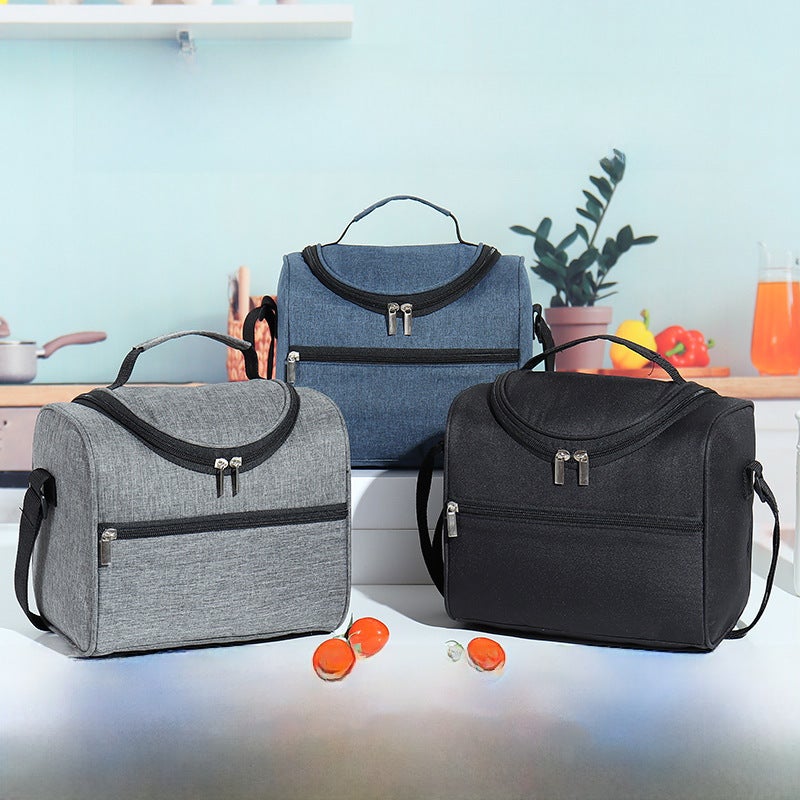 Large Capacity Work Lunch Bag Aluminum Foil Thickened Handbag Picnic Insulation Bag Square Lunch Bag(Grey) - Image 2