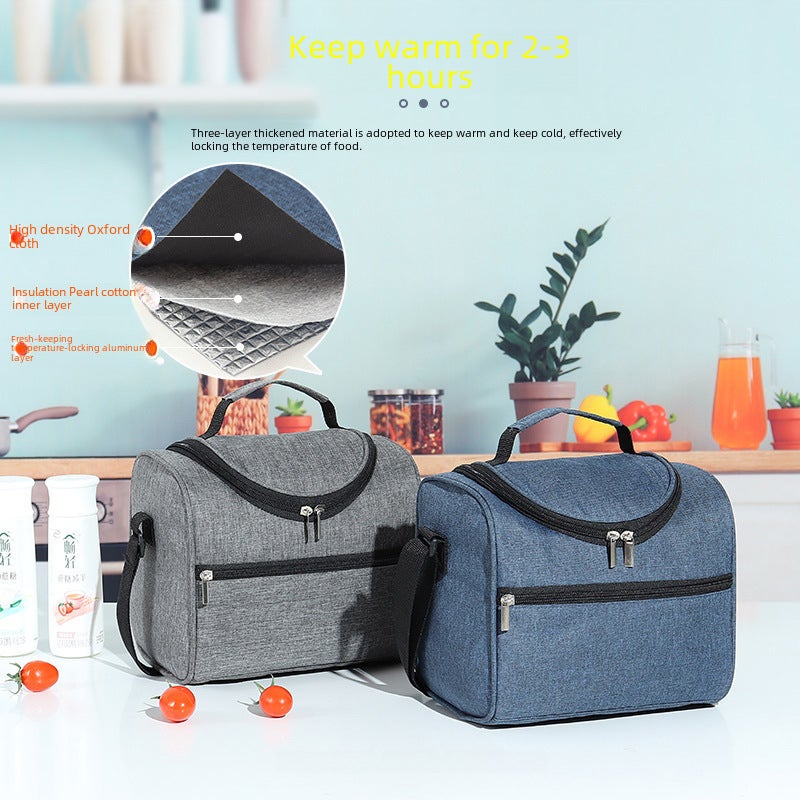 Large Capacity Work Lunch Bag Aluminum Foil Thickened Handbag Picnic Insulation Bag Square Lunch Bag(Grey) - Image 3