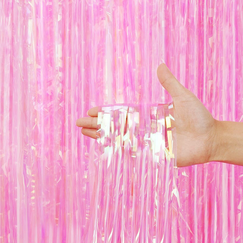 BEAYFILY 3 Pack Fringe Curtains Party DecorationsTinsel Backdrop Curtains for PartiesPhoto Booth Wedding Graduations Birthday Christmas Event Party Supplies Rainbow Pink