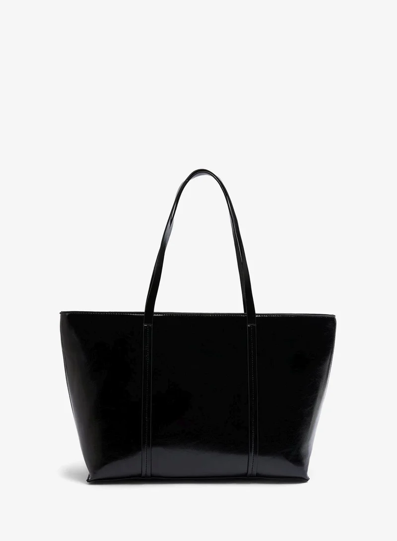 Matalan Black Faux Leather Tote Bag