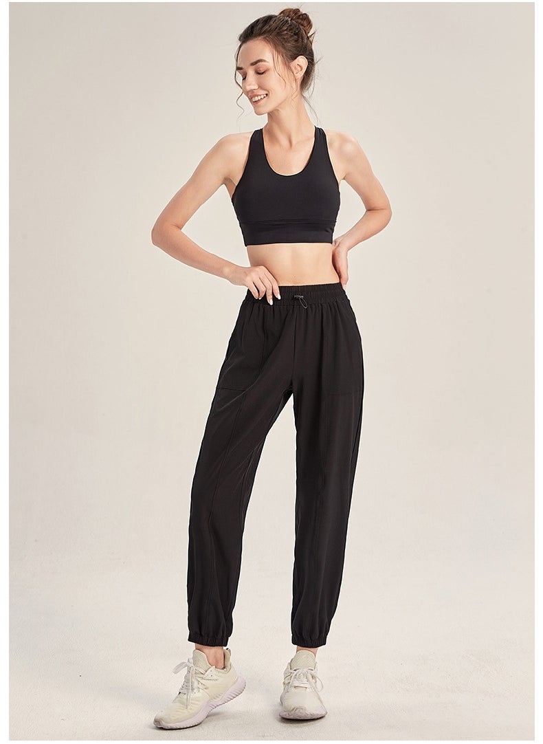Loquat Casual Sports Fitness Running Trousers Black 
