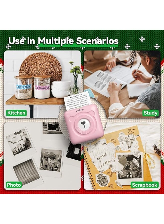 PeriPage A6 304dpi Sticker Printer - Mini Thermal Printer, A6 Sticker Maker Machine, Portable Bluetooth Pocket Phone Printer for Anatomy Flashcards, Journal, Notes, Kids Gift, Receipts, Pink Color - Image 2